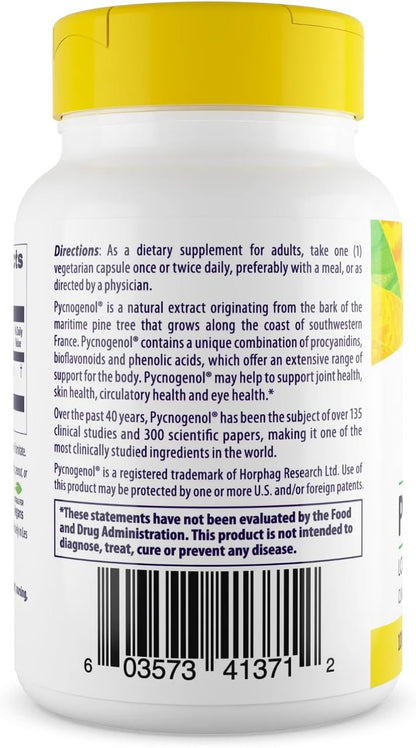 Healthy Origins Pycnogenol 100 mg, Capsules - 100% Clinically Studied French Maritime Pine Bark Extract - Supports Healthy Heart, Joint Health & Skin Elasticity
